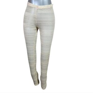 See you Monday sheer skinny lace streched legging color cream size medium